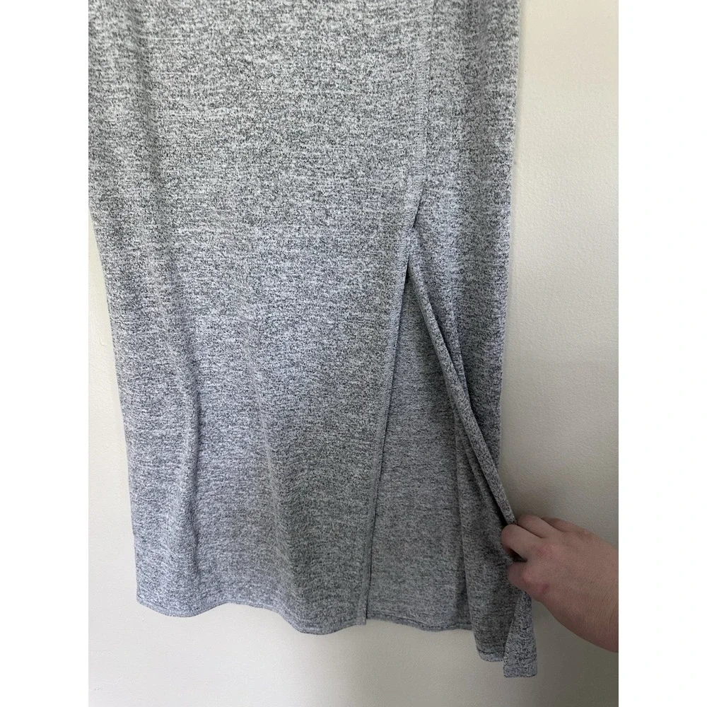 Aritzia Wilfred Free Heather Gray Terry Jersey Maxi‎ Tube Slit Skirt Size LARGE